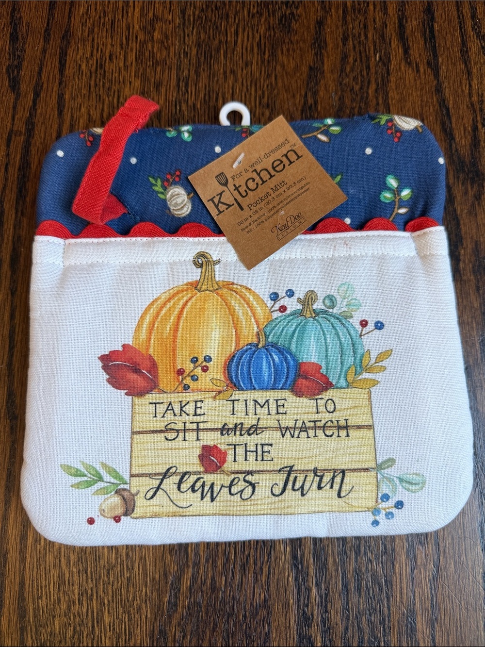 NWT Autumn Pumpkin Kitchen Pocket Mitt - Multicolor